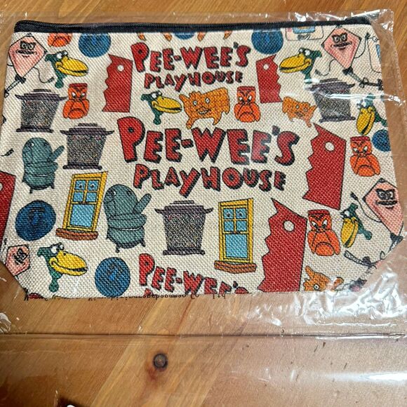 Pee Wee's Playhouse Cosmetic Makeup Bag Large Capacity Zip Close New - Picture 1 of 2